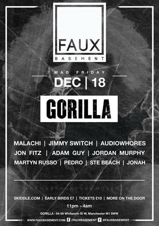 FauxBasement's tweet photo. @thisisgorilla tomorrow night!!! We take over!!! Mad Friday looks something like this. https://t.co/MJx9R94l0P