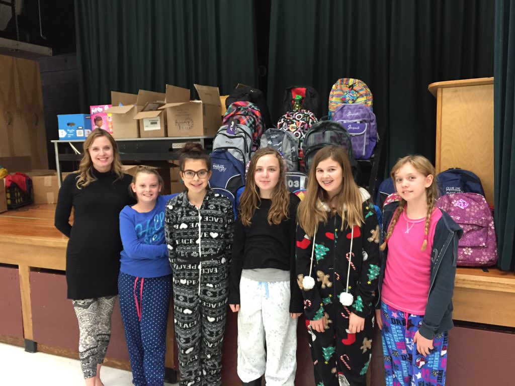 Ponsonby students helped sort all the supplies for the backpacks going to Syrian refugee children