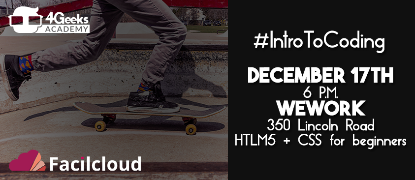4GeeksAcademy's tweet image. #Today 6 P.M #IntroToCoding Workshop Level 2 sponsored by @facilcloud