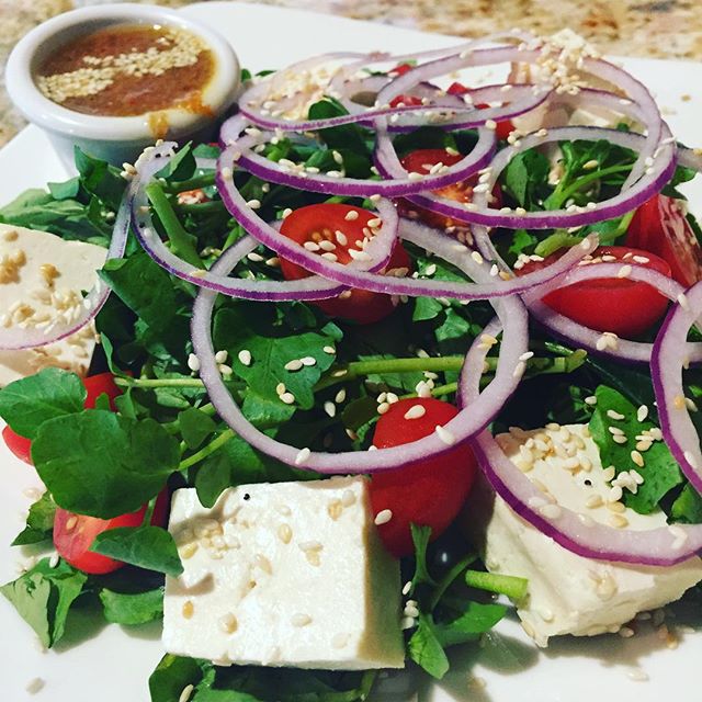 CafeGraceHI's tweet photo. Tofu Watercress Salad with Asian Miso Vinaigrette #salad #tofu #cafegracehi #Yelphawaii #honolulu #Oahu https://t.co/kHxAEEVTNj