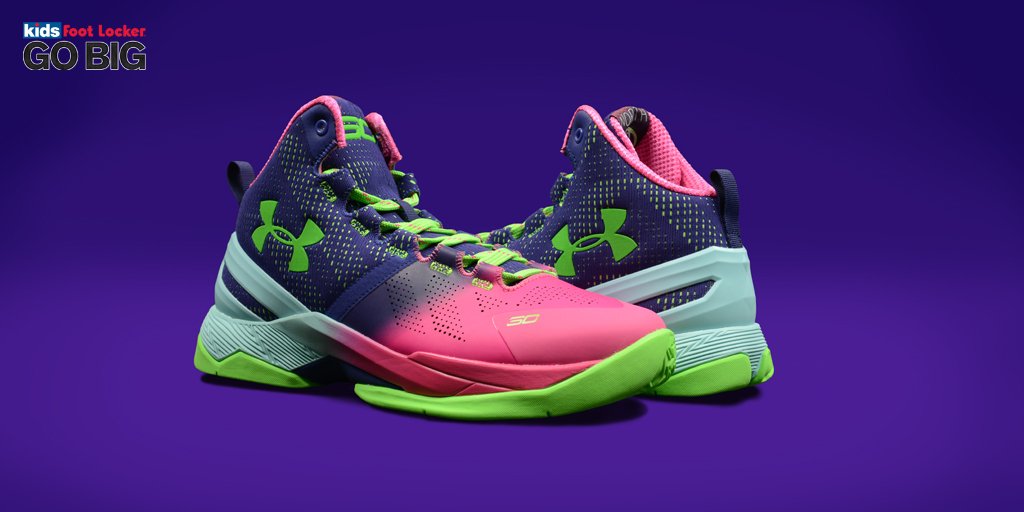 Boys Under Armour Curry 2 Northern Lights Pink/Purple