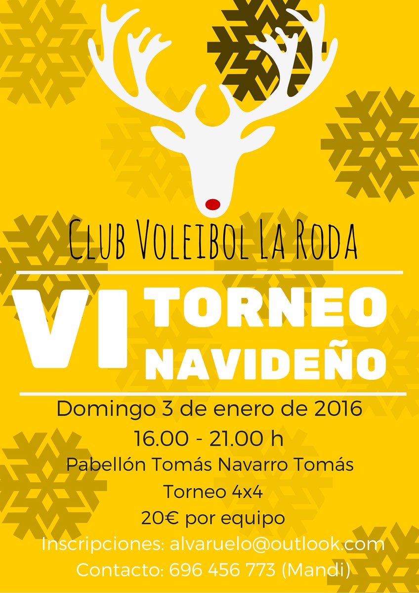 YA PODÉIS VER TODA LA INFORMACIÓN SOBRE EL TORNEO DE NAVIDAD EN NUESTRO FACEBOOK! facebook.com/VOLEIBOLLARODA/