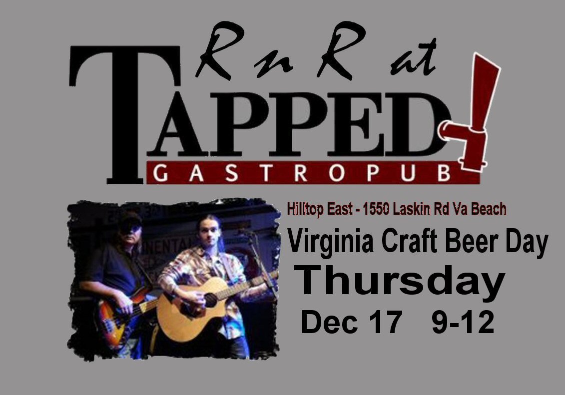 RnR_Duo's tweet photo. RnR at #TappedGastropub tonight for Virginia Craft Beer night. Come grab a pint of some of VA's finest for $3 a pint https://t.co/53sQFUYQoN