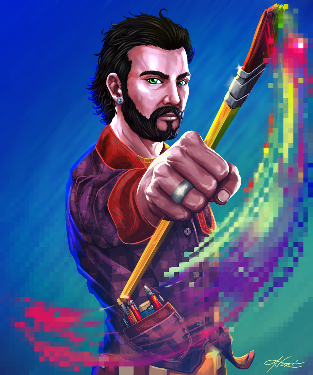 doubleringgames's tweet photo. Need to update my profile so I made a self-portrait! #painting #digitalpainting #pixelart #indiedev #drawing https://t.co/MtUxZh9KxS