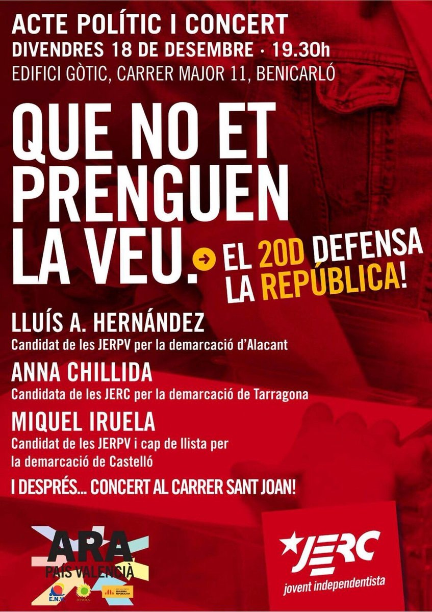 adelaguia_cat's tweet photo. Demà no t'ho perdis, jornada per la unitat dels PPCC a Benicarló #FestaPerLaLlibertat #SomPaïsosCatalans. T'esperem! https://t.co/OrpbiGvocM