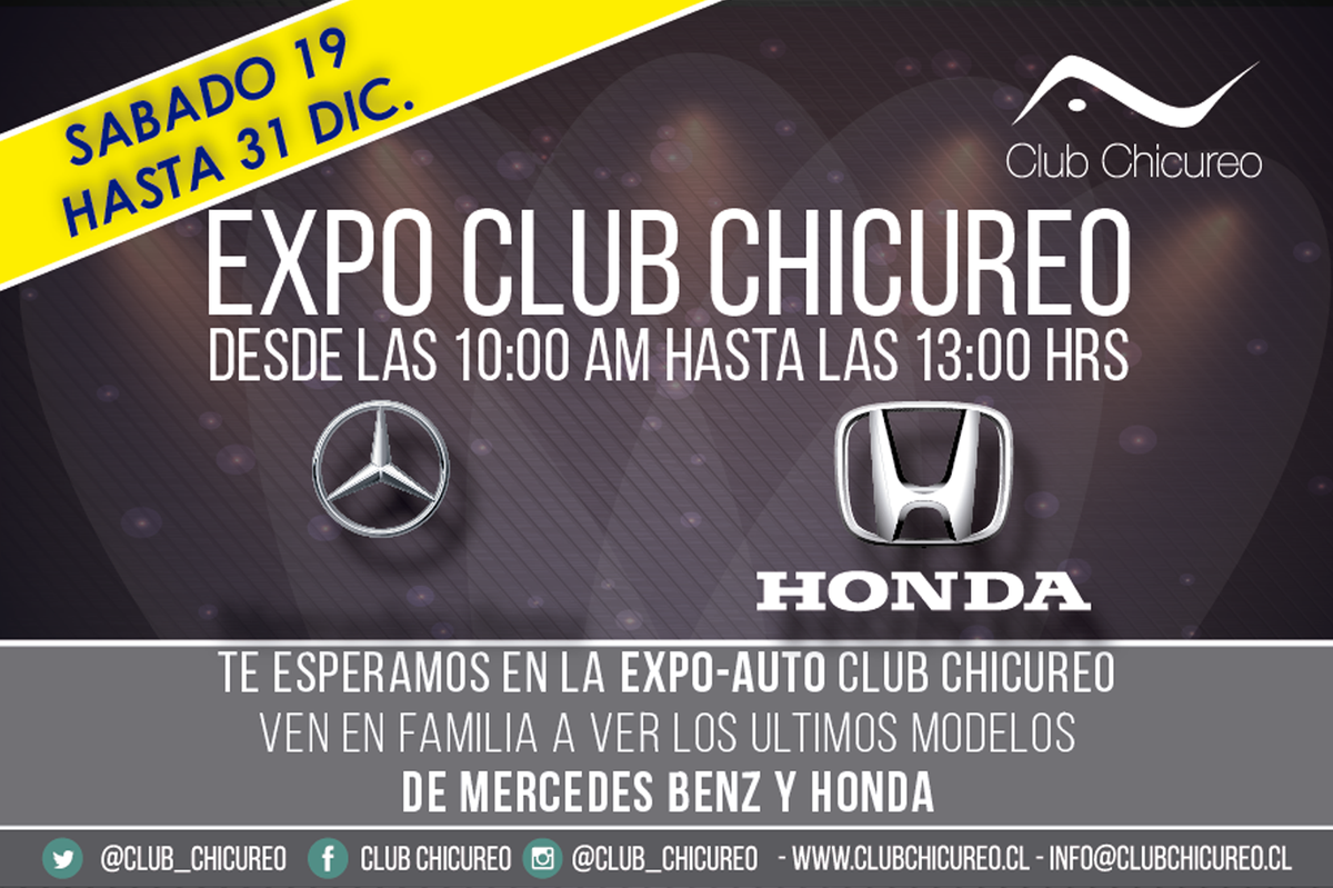 Club_Chicureo's tweet photo. Ven Este Sábado 19 de Diciembre a la EXPO AUTO en Club Chicureo a conocer los Nuevos Modelos Mercedes Benz y Honda https://t.co/u5tnj7WQPF