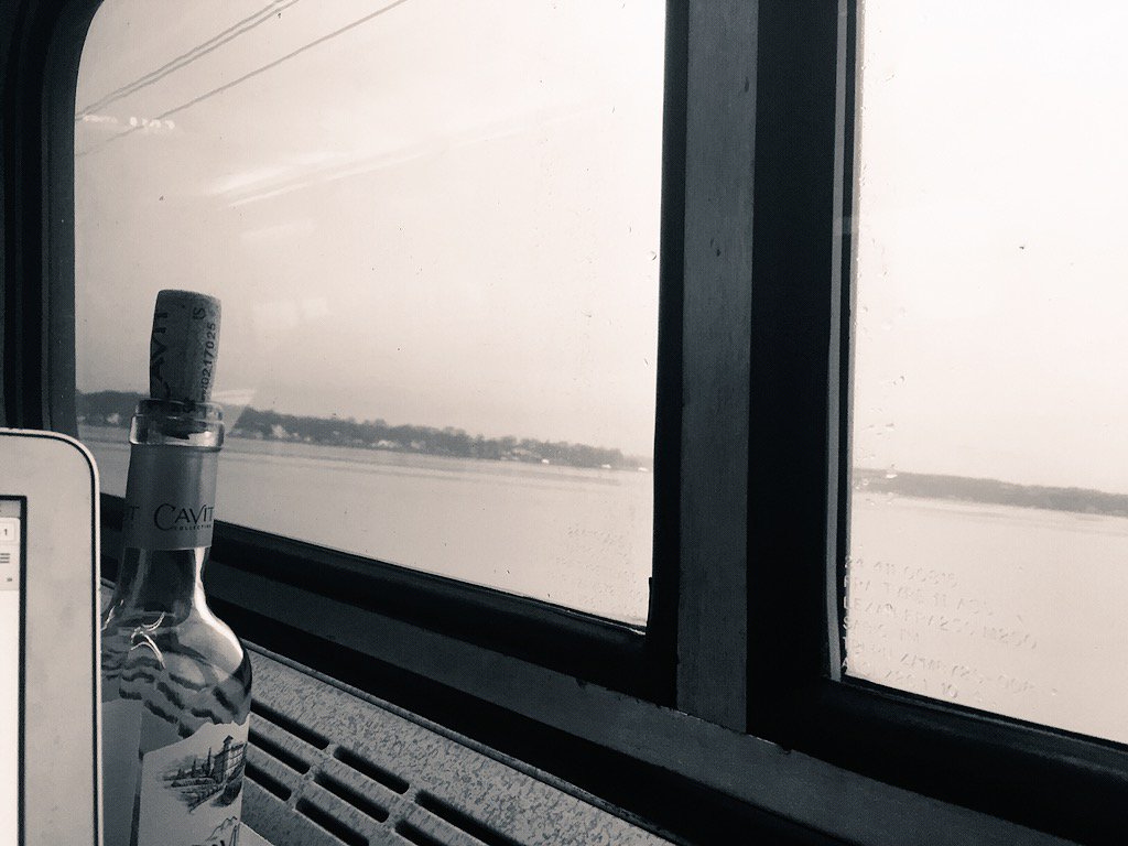 melbickford's tweet photo. No magic hour snaps to be had on this gray day, v grateful for the Pinot Grigio though @Amtrak #Amtrak #amtrakviews https://t.co/cFo8ai9Qtz