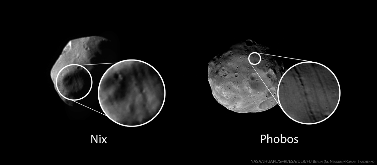 NewHorizonsIMG's tweet photo. How about this grooves on Nix? But maybe it's just my imagination......
#NewHorizons #PlutoFlyby #Nix #NASA https://t.co/bZiE1BQsAw