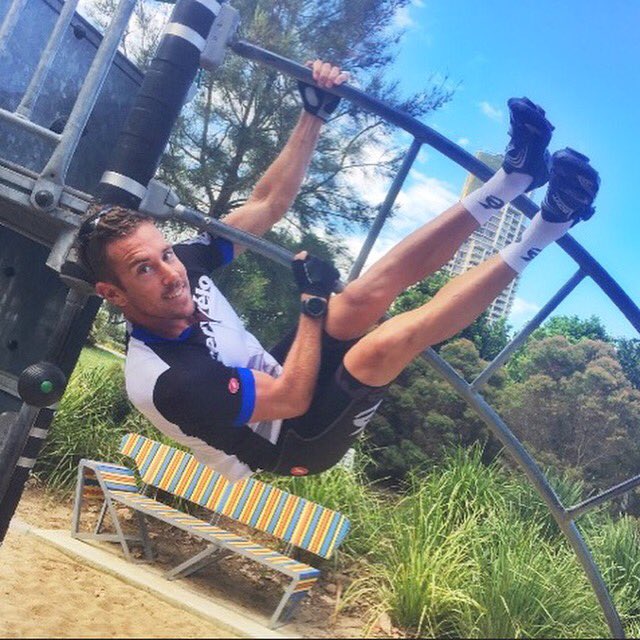 Having a bit of fun off the bike in my new <a href="/cervelo/">Cervélo</a> <a href="/CerveloAus/">CerveloAus</a> active wear. Who doesn't love monkey bars #gdfun