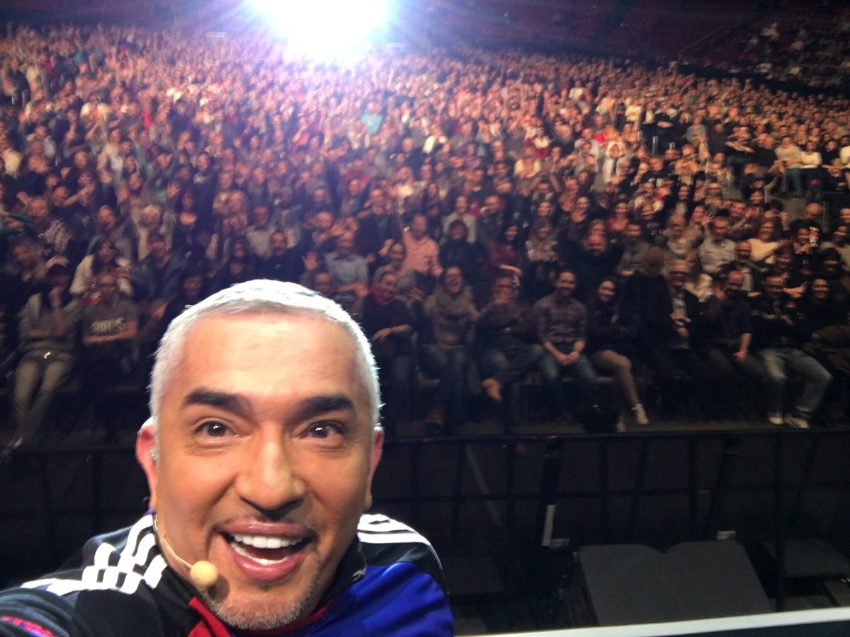 cesarmillan's tweet photo. How's this for a Swiss #PackSelfie? #CesarMillanLive https://t.co/IUJVvdIc1t