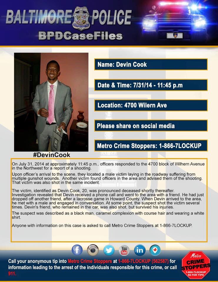 BaltimorePolice's tweet photo. #BPDCaseFiles #DevinCook https://t.co/Zg79TgIfvd https://t.co/kJi2Ex9N3T