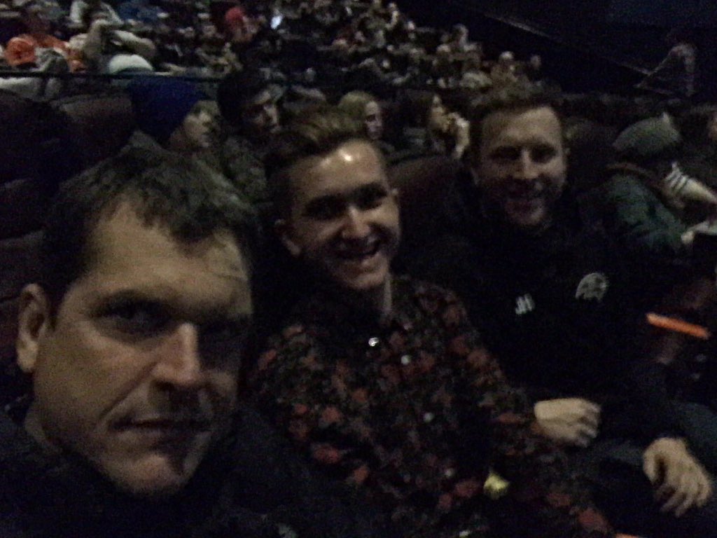 jimharbaugh's tweet photo. Can't wait 4 #StarWars to start w/ James &amp; @JayHarbaugh! Wish my guy @darthvader was in it, but he had a good run! https://t.co/7IMJNLpLu9