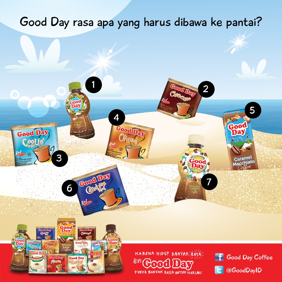 Menurut kalian, Good Day rasa apa nih yang harus dibawa ke pantai? :D