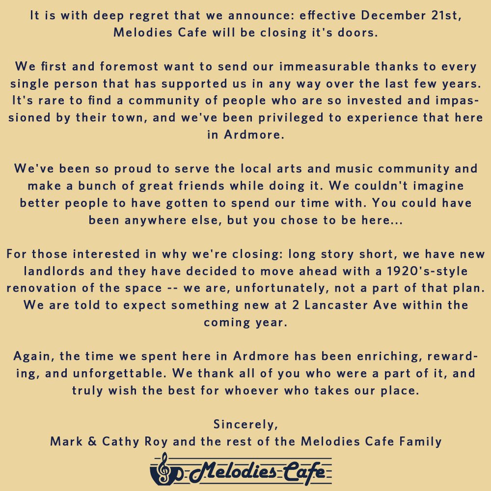 Effective Monday, Dec 21st, we're closing up shop...