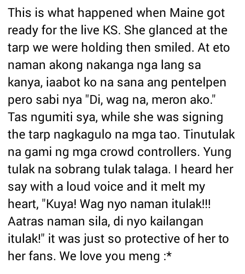 MAINEnatics_CEB's tweet photo. Bec she treasures us --- her fans ;) @mainedcm thanks meng :* 
 -E #ALDUBTheSearch https://t.co/jEnkdUuC31
