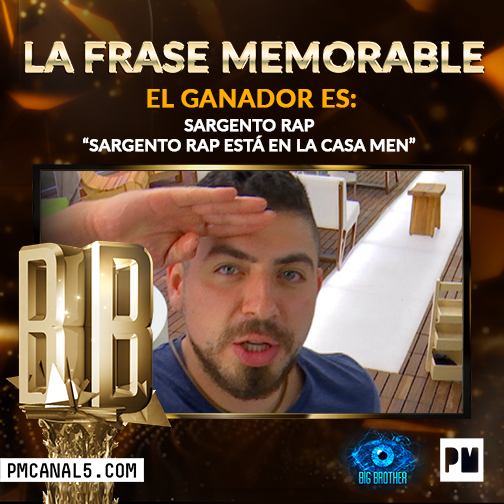 BigBrother_PM's tweet photo. El premio #FinalBigBrother a la mejor frase es para...
¡@sargentorap1!
👉 https://t.co/MEnYuqynvl https://t.co/tjBnZBbxFv