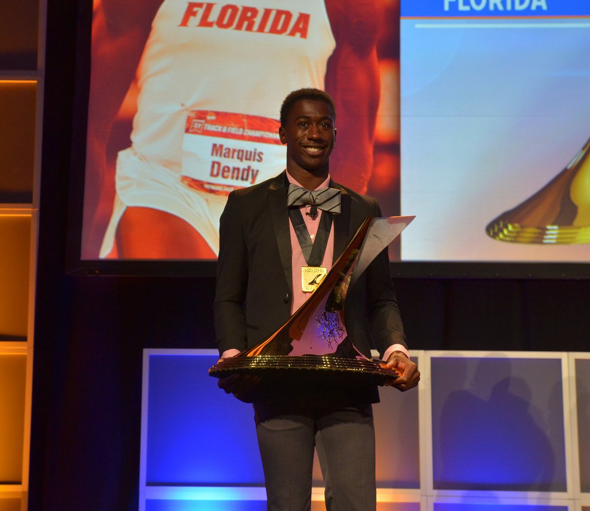 thebowerman's tweet photo. Dendy: "Now I want Olympic champion to go along w/ Bowerman Award winner. I got to ... get this Olympic gold.” https://t.co/CxGB8RNeYj