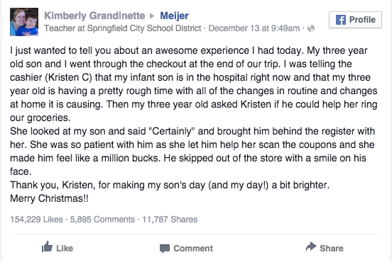 A cashier’s compassionate gesture for a stranger is going viral bzfd.it/1lUqtid