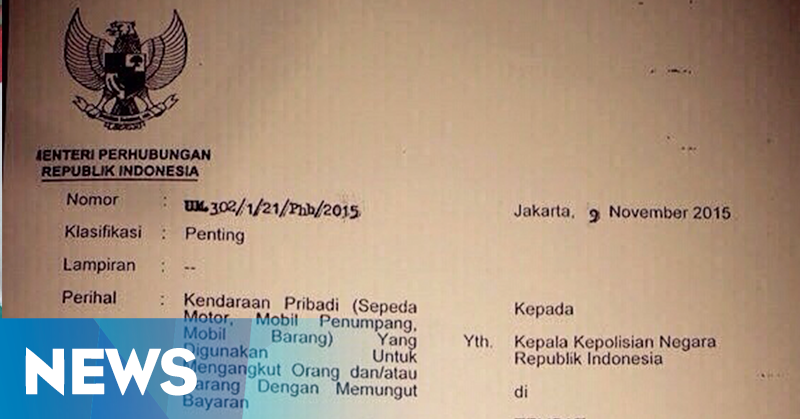 okezonenews's tweet photo. Ini Surat Pelarangan Go-Jek dari Kemenhub https://t.co/dJ7mHqPsPy https://t.co/qzjap5EdN1