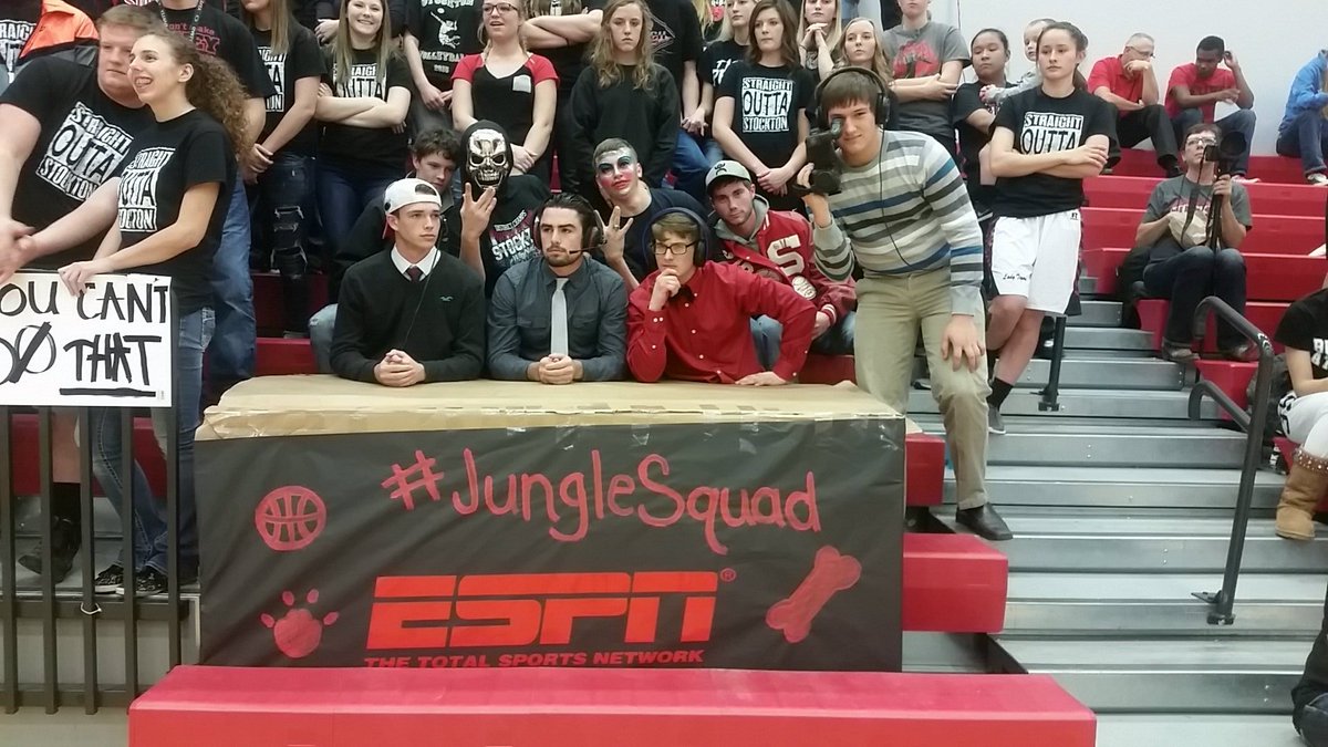 stocktonspiritc's tweet photo. Purge night was such a success even ESPN decided to show up! Way to go Stockton on both the girls and boys wins! https://t.co/BNfz0cwoSS