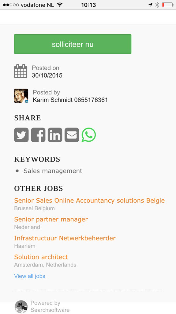karimschmidt's tweet image. Deel eenvoudig je vacatures via whatsapp in je netwerk via ons jobboard #searchsoftware