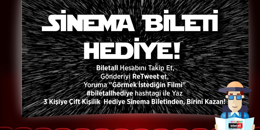 #Sinema severlere müjde, bizi takip et, iletiyi Retweet et #Cinemaximum'dan hediye sinema bileti kazan. #yarışma