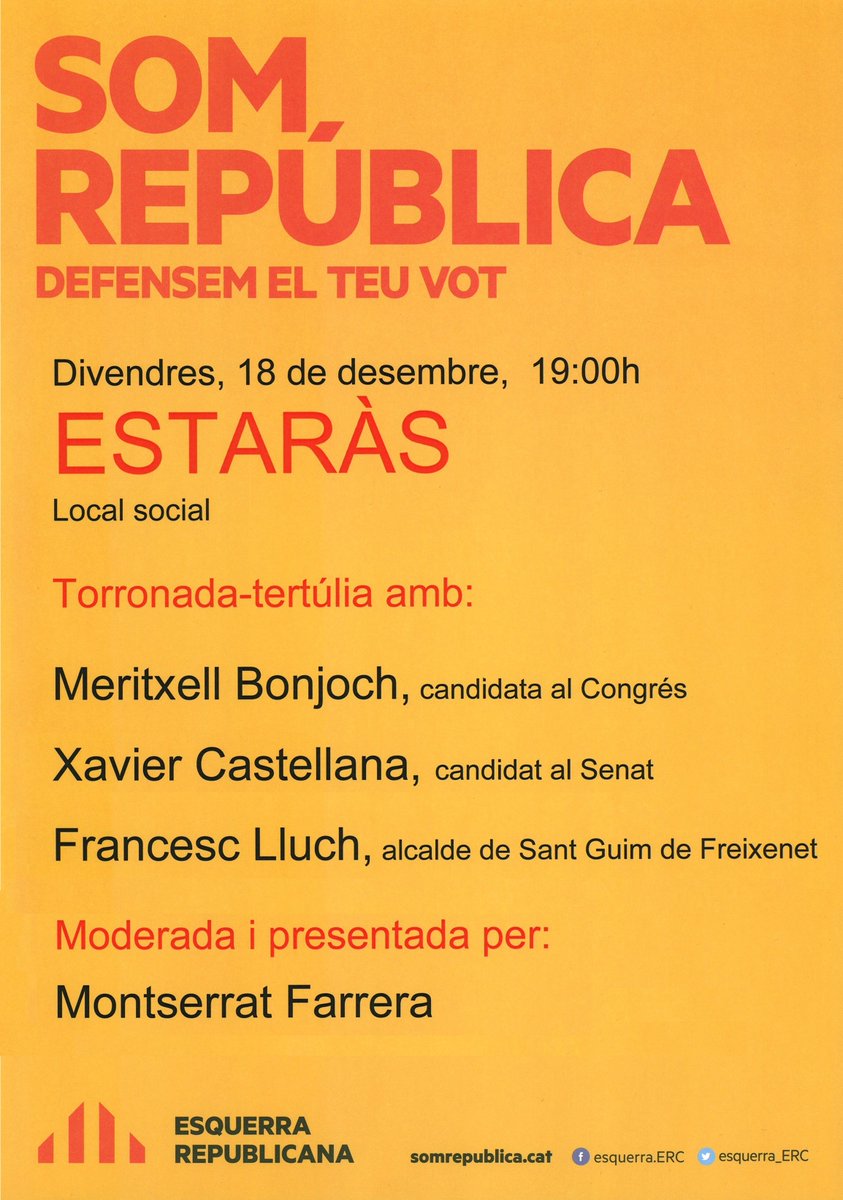 Rosamasfusta's tweet photo. Avui mercat #Torà #Cervera i últims actes d campanya a #LaGuardiaLada, #Granyena, #Tarroja i #Estaràs #SomRepublica https://t.co/eFna6qtUfx
