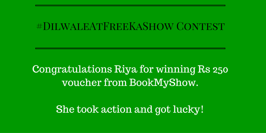 _freekashow's tweet photo. Congratulations! @riyushah5 for winning #DilwaleAtFreeKaShow #contest. Please DM us your details with us https://t.co/7dEUrkTI33