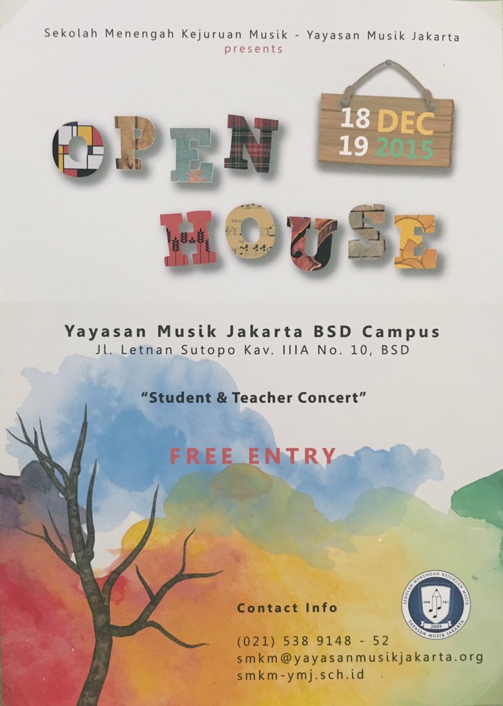 TeukuRyz's tweet photo. SMM (YAYASAN MUSIK JAKARTA) 

              OPEN HOUSE 

FREE ENTRY! Come and join us! https://t.co/XjzNawUzYT