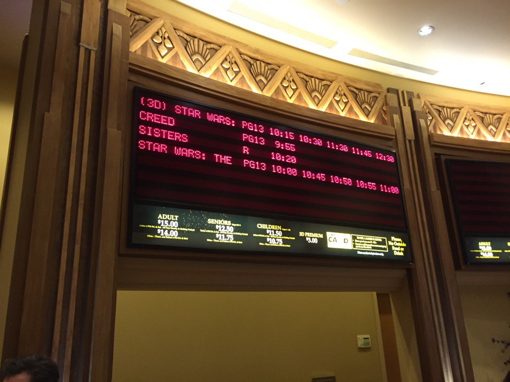 grahamsallan's tweet photo. Star Wars playing on 16 of 18 screens @ local multiplex! https://t.co/7kQXGRUiWT