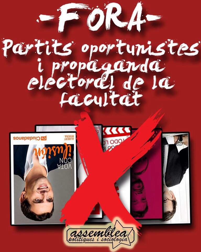 L'Assemblea de la Facultat de CCPP i Sociologia ( <a href="/aps_uab/">Assemblea de Polítiques, Sociologia i RRII</a> ) es movilitza contra la propaganda electoral del #20Dic