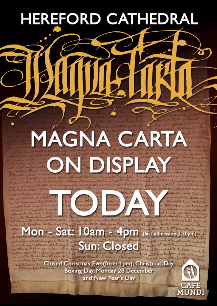 HFDCathedral's tweet photo. The cathedral #bellringing at 10am today, as Magna Carta goes back on display at Hereford Cathedral, until 2 Jan https://t.co/UIHZGstFO6