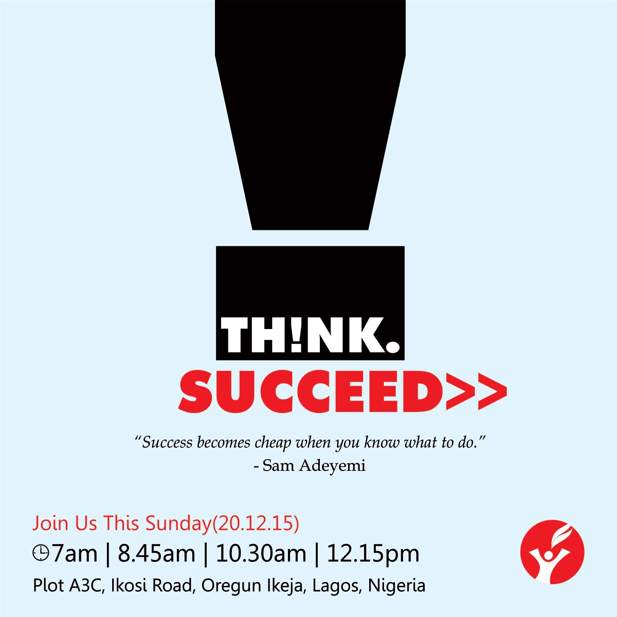 DaystarNG's tweet image. Whatever we think about, we bring about!
Invite friends along this Sunday 20/12/2015 as we unlock the #SuccessCodes