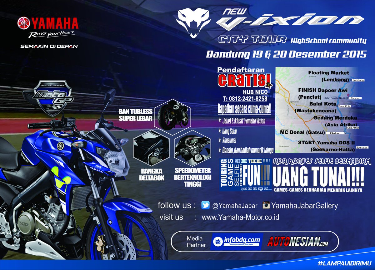 infobdg's tweet photo. Touring bareng YAMAHA VIXION CITY TOUR SCHOOL COMMUNITY #NAKEDVOLUTION 19-20/12 FREE! More Info @YamahaJabar https://t.co/9rx9gSZIXv