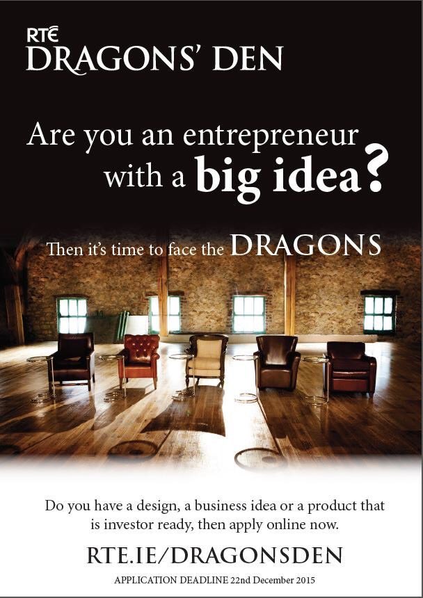 DragonsDenRTE's tweet image. APPLY NOW deadline is fast approaching. You have til 6pm 22 Dec to get your application in rte.ie/dragonsden