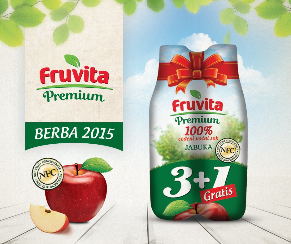 Fruvita Premium NFC 100% jabuka, berba 2015., u promo pakovanju. Probajte i garantujemo uživanje! https://t.co/ELmCk2jQfW