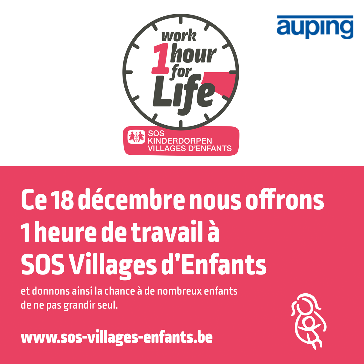 AupingBE's tweet photo. Aujourd'hui, nous travaillerons tous une heure pour la bonne cause. Un petit effort qui fera toute la différence ! https://t.co/jQGqjXqPXm