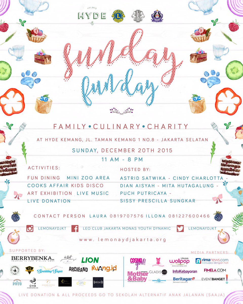 LemonaydJKT's tweet photo. Sunday Fun Day! The perfect day out to spend time with ur loved ones. Dont miss it on Sunday,20/12/15 at Hyde Kemang https://t.co/jd958cAsWx