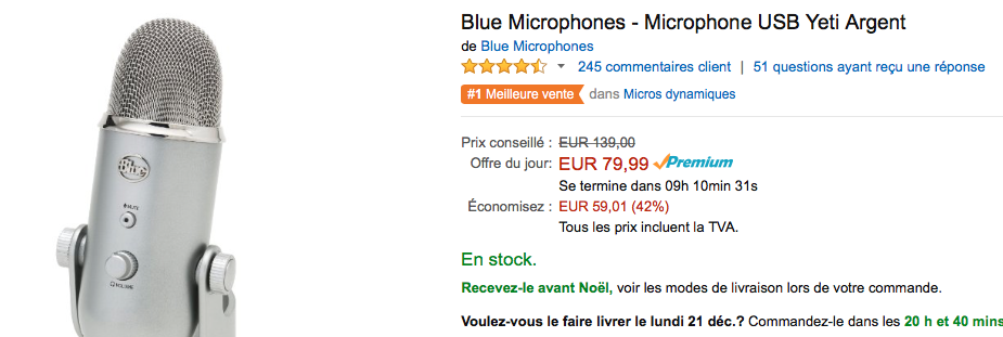 PromosHT's tweet image. Le micro Blue Yeti est à 79€ seulement aujourd'hui ! amzn.to/1PdemrA