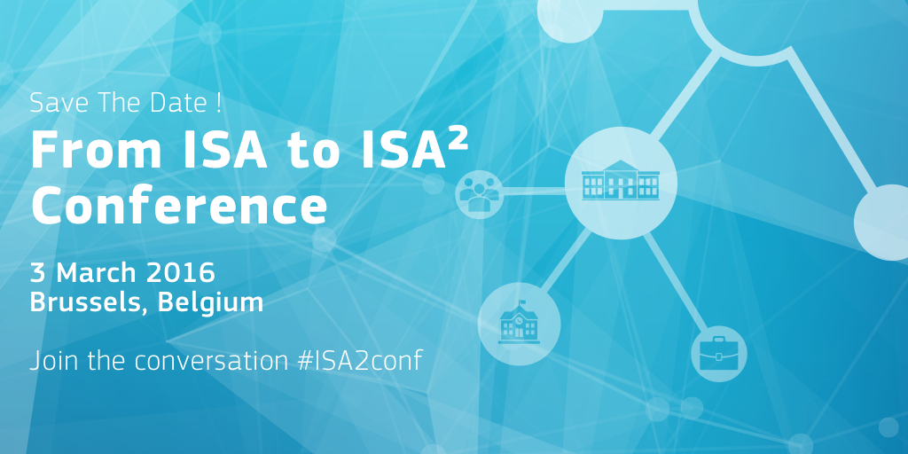 InteroperableEU's tweet photo. #SavetheDate 3 March 2016: "From ISA to ISA²" conference on #interoperability in Brussels. #ISA2conf. https://t.co/w6IiPfvgTJ