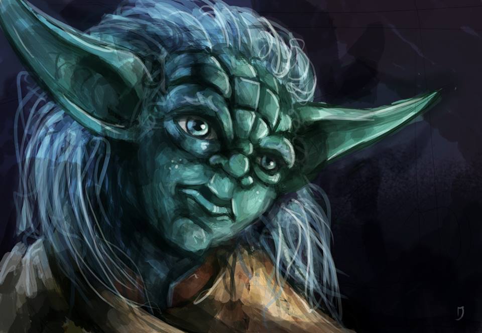 squaredmotion's tweet image. I took about 45 mins or so and did a character of Yoda's Species. Didn't get very far, but you know. Speed painting.