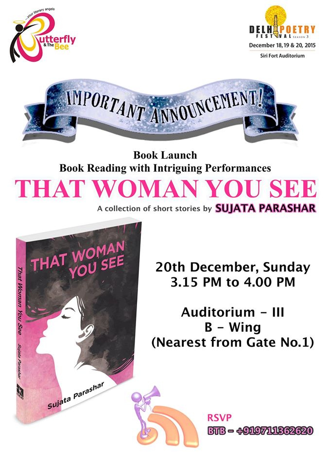 AlchemyBooks's tweet photo. BOOK LAUNCH of 'THAT WOMAN YOU SEE' by @sujatavidu at Delhi Poetry Festival on 20th December from 3.15PM to 4.00PM! https://t.co/yiqfjG91uk
