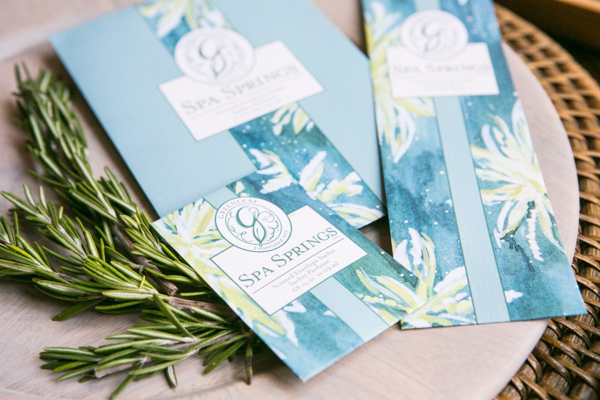 Coming soon: Spa Springs: Aquatic notes with bergamot &amp; green tangerine, musk and amber #greenleaf #scentedsachet