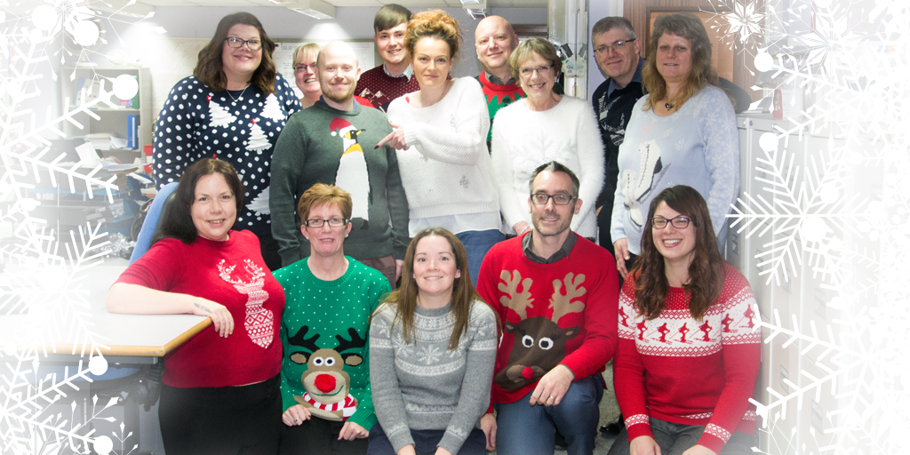 plexdisplay's tweet photo. Our fantastic team supporting #ChristmasJumperDay Merry Christmas everyone #ITVtextsanta https://t.co/FHNwaqXHYu