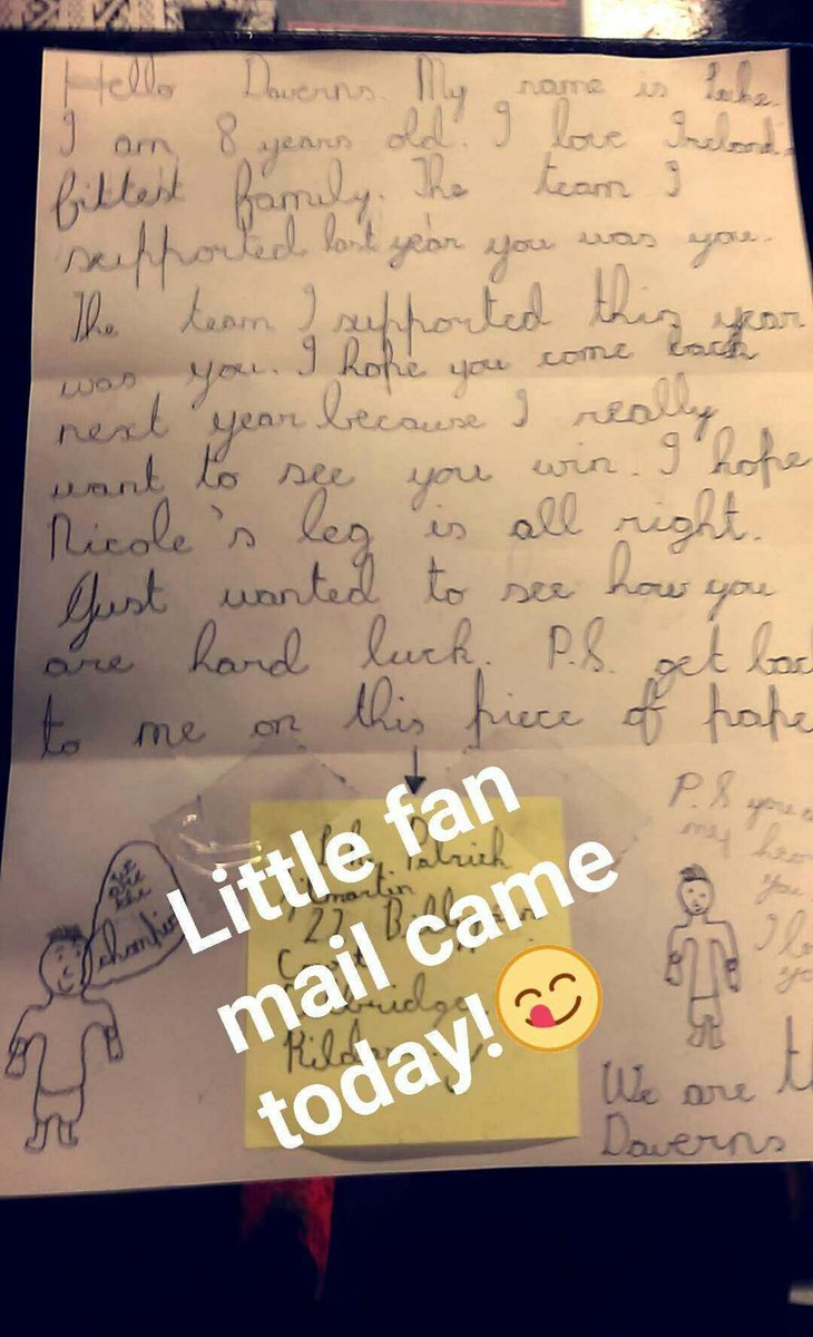 Little fan mail came in the door this morning😊 Such a nice letter!😋 #irelandsfittestfamily