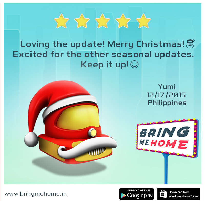 PlayBringMeHome's tweet photo. Thanks Yumi :)
#Play #BringMeHome #MobileGame on #GooglePlay #WindowsPhone #ChristmasCountdown https://t.co/G0fUKG7Z6B