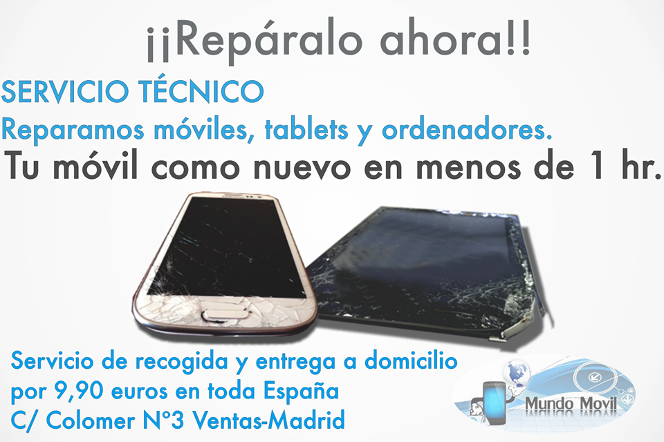 Reparamos tu móvil en menos de 1 hora.
CALLE colomer #3 Ventas - Madrid.
INF: 660926190