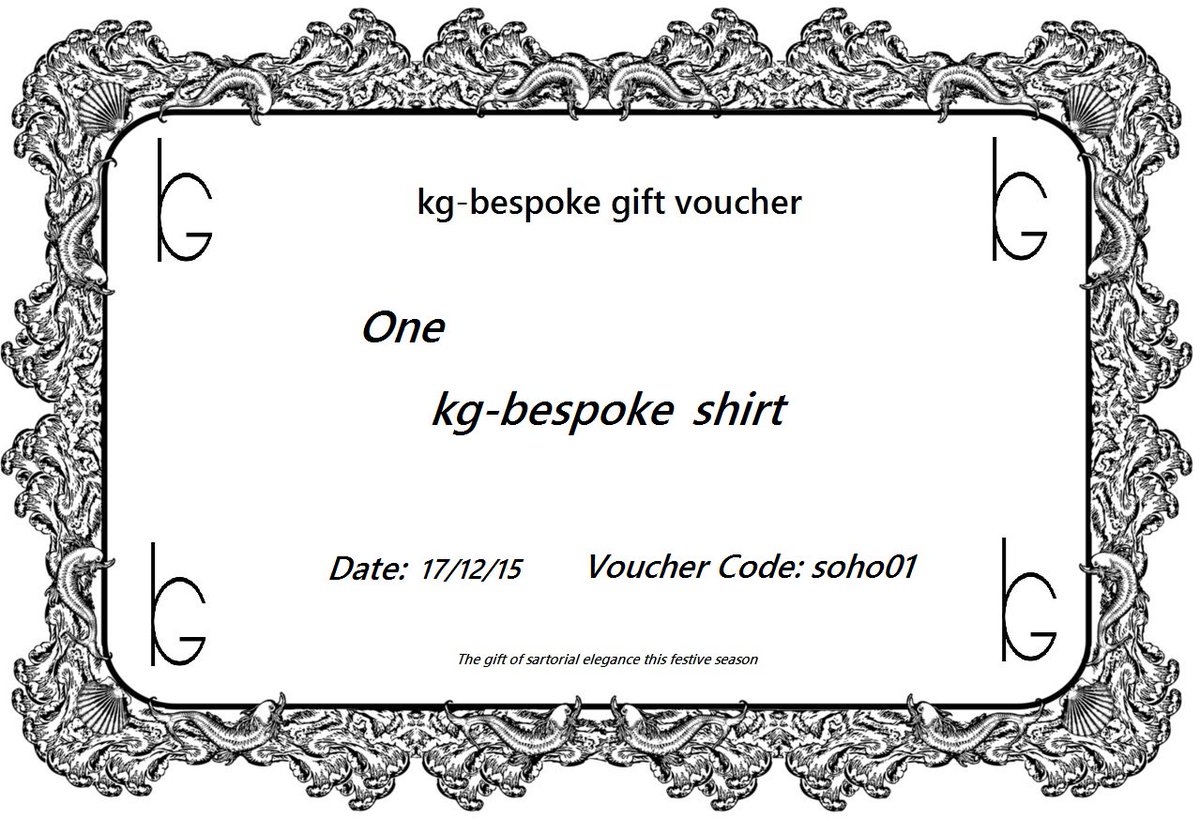 @JonathanBoyce24  Last min Christmas gift idea from <a href="/KGbespoke/">KG-bespoke</a> Bespoke shirt vouchers for £65 each msg us for detail