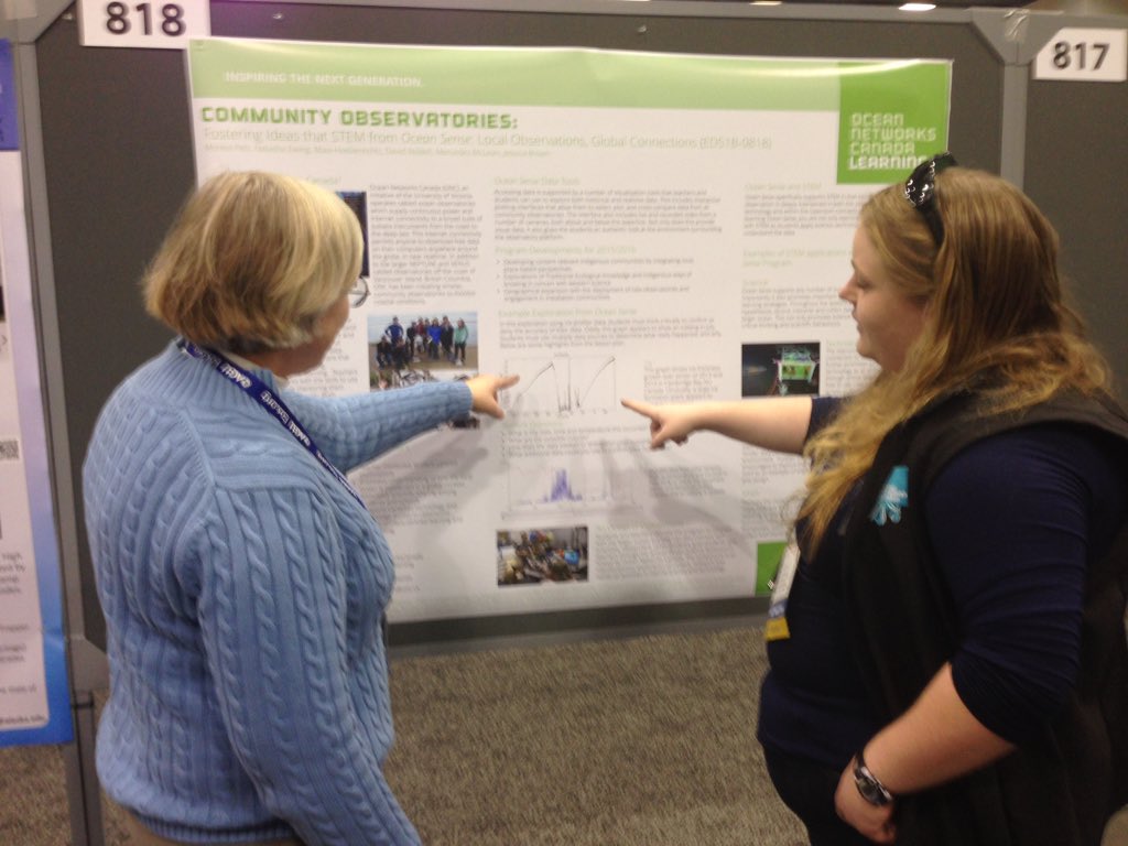 Ocean_Networks's tweet image. Poster 0818 #AGU15 come chat with Monika #oceannetworks about STEM learning with the Ocean Sense program