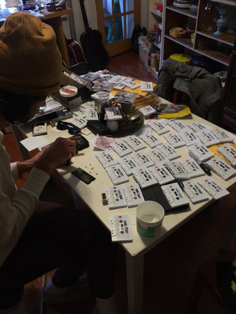 timecastlerealm's tweet photo. Hard at work on tour tapes for CheekSweat #timecastle #diy https://t.co/tpNkr7qmyW